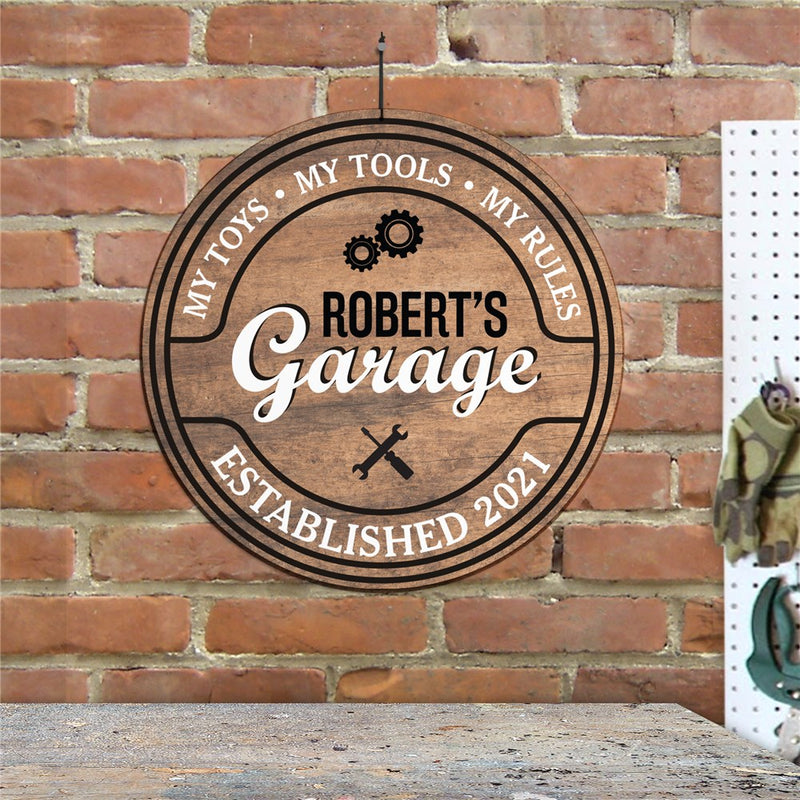 Personalized Garage Wall Sign- Custom Workshop or Mechanic Shop Decor - LED Gift Works
