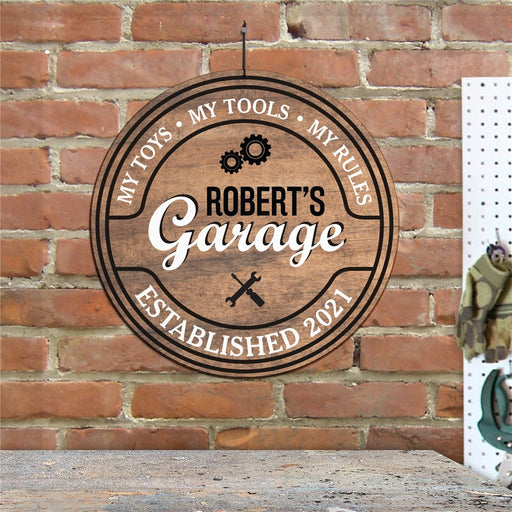 Personalized Garage Wall Sign- Custom Workshop or Mechanic Shop Decor - Way Up Gifts