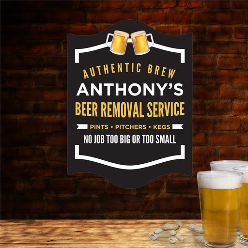 Beer Removal Service Wall Sign – Funny Bar Decor for Home Pub or Man Cave - Way Up Gifts
