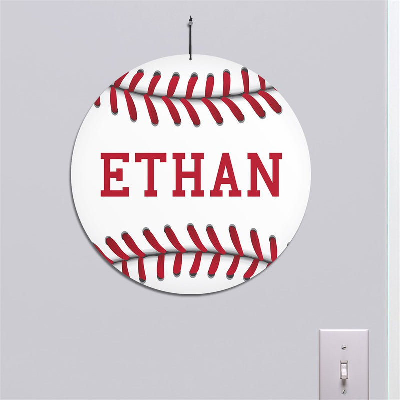 Personalized Baseball Round Wall Sign- Custom Sports Decor for Boys or Game Room - LED Gift Works