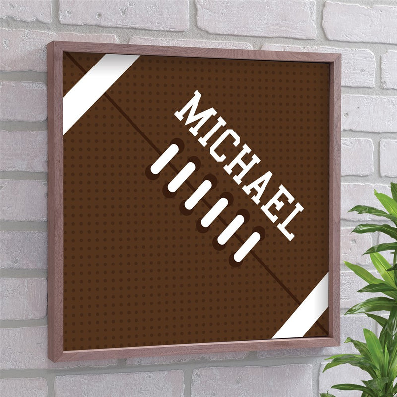 Personalized Football Wall Art - Custom Name Framed Sports Decor for Boys or Men - LED Gift Works