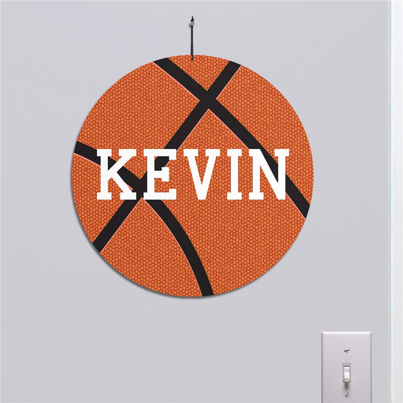 Personalized Basketball Round Wall Sign- Custom Name Sports Wall Decor - LED Gift Works