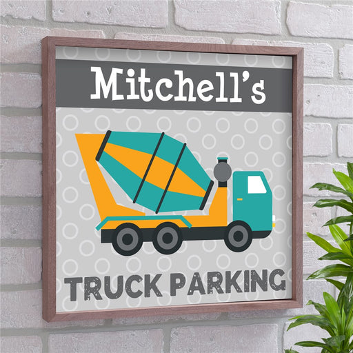 Personalized Truck Parking Wall Sign - Custom Name Vehicle Wall Decor for Kids - Way Up Gifts