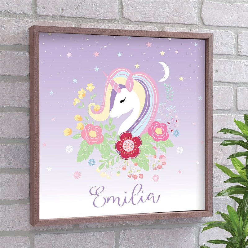 Personalized Unicorn Wall Art - Custom Framed Magical Decor for Girls Room - LED Gift Works