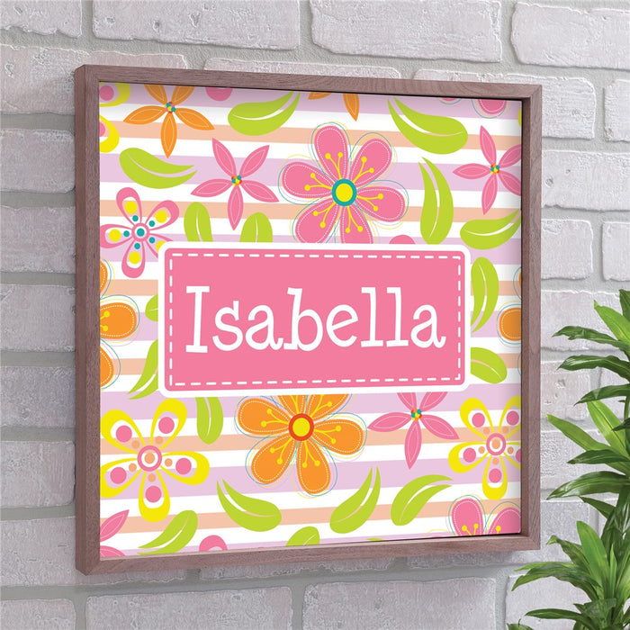 Personalized Floral Pattern Wall Art - Custom Name Botanical Wall Decor - Way Up Gifts
