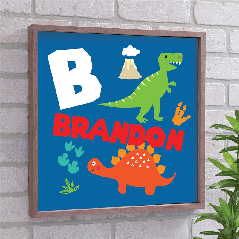 Personalized Dinosaur Wall Art for Kids - Custom Name Prehistoric Room Decor - LED Gift Works