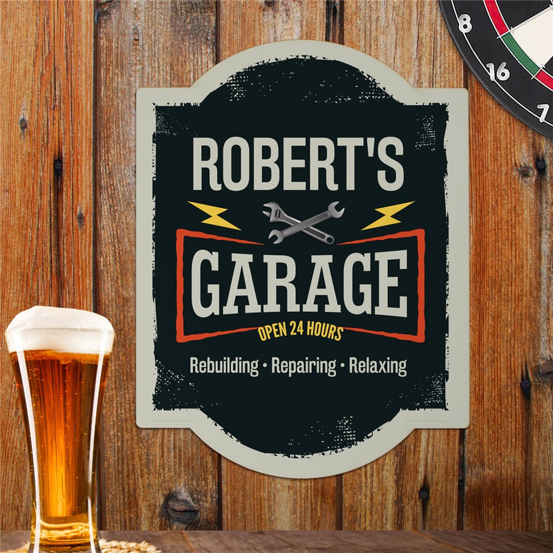 Personalized Garage Wall Sign – Custom Shop or Man Cave Wall Decor with Name and Tools Theme - LED Gift Works