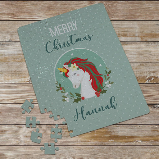 Custom Merry Christmas Unicorn Kids Puzzle - LED Gift Works