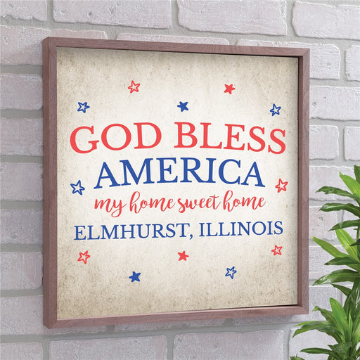 Personalized God Bless America Wall Sign - Patriotic Rustic Wall Decor - Way Up Gifts