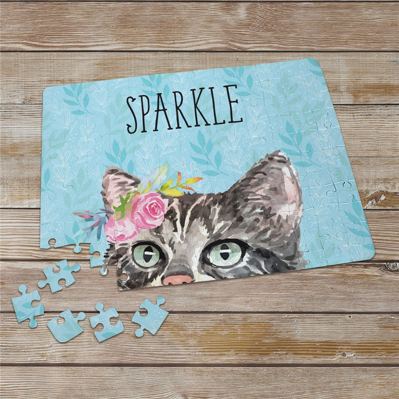 Custom Floral Cat Lover Jigsaw Puzzle - LED Gift Works