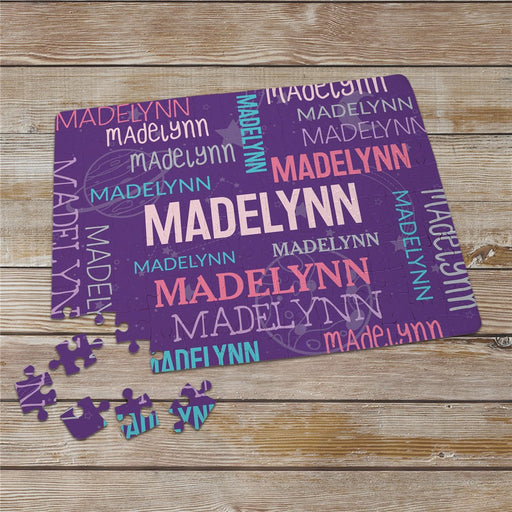 Personalized Purple Repeating Name Jigsaw Puzzle - LED Gift Works