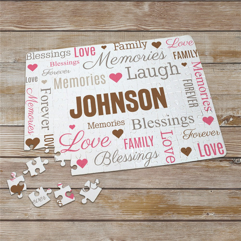 Personalized Family Memories & Laughs Heart Word Art Puzzle - LED Gift Works