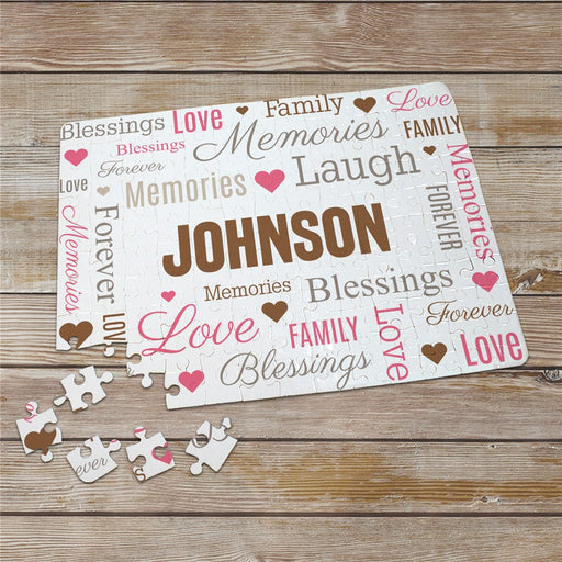 Personalized Family Memories & Laughs Heart Word Art Puzzle - LED Gift Works