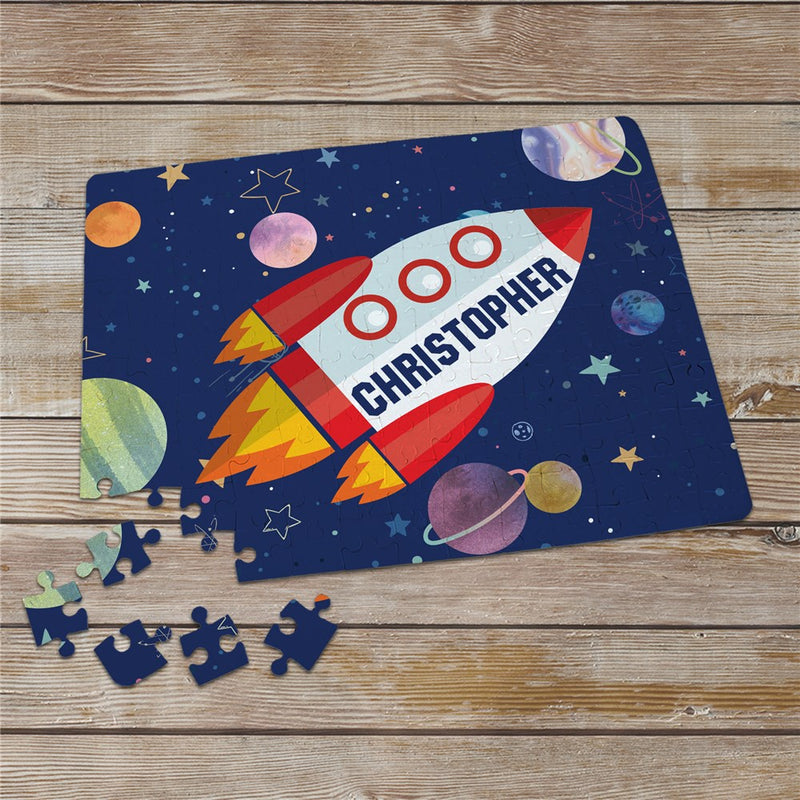 Personalized Rocket Ship Kids Name Puzzle - LED Gift Works