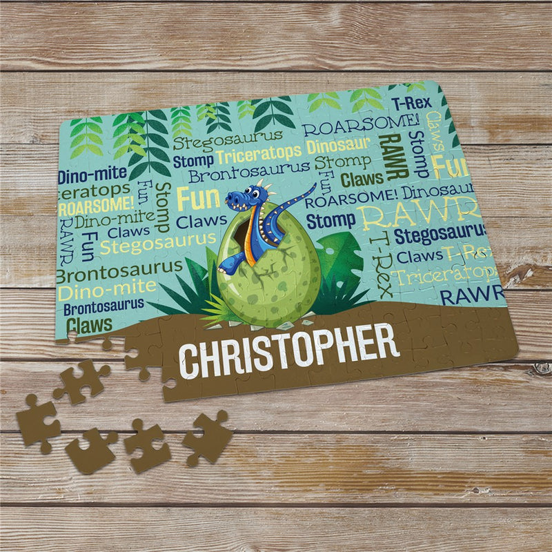 Custom Dinosaur Name Word Art Jigsaw Puzzle - LED Gift Works