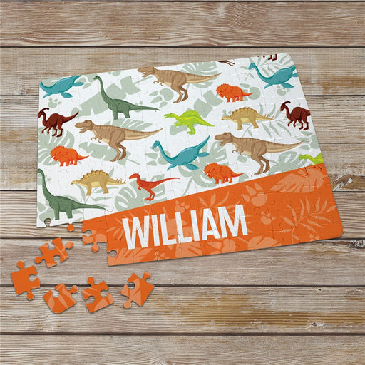 Personalized Dinosaur Pattern Kids Name Puzzle - LED Gift Works
