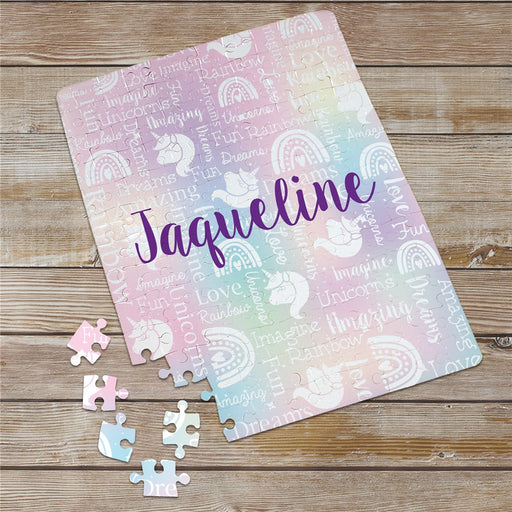 Personalized Watercolor Unicorn Rainbow Puzzle - LED Gift Works