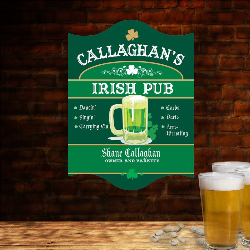 Personalized Irish Pub Sign – Custom Bar Wall Decor with Name - LED Gift Works