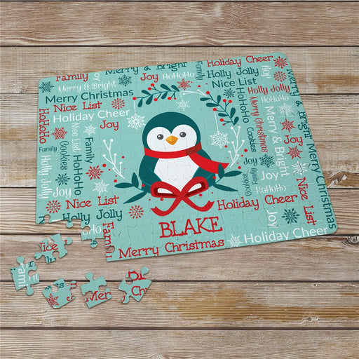 Personalized Christmas Animal Name Art Glossy Puzzle - 130 Pieces - LED Gift Works