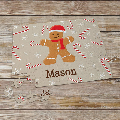 Personalized Gingerbread Boy or Girl Christmas Puzzle With Candy Canes - LED Gift Works