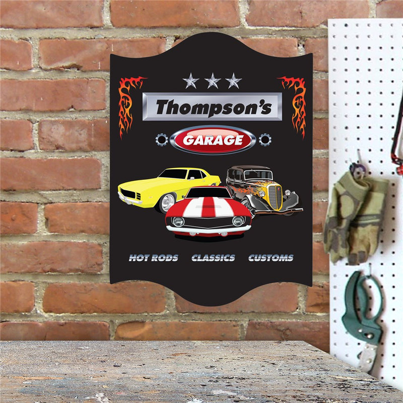 Classic Cars Personalized Garage Sign – Custom Vintage Car Wall Decor for Auto Enthusiasts or Home Garage - LED Gift Works