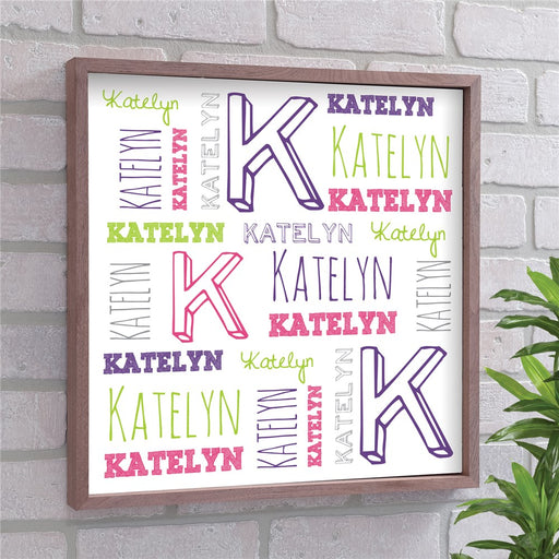 Personalized Name Wall Sign for Kids - Custom Framed Name Art for Nursery or Bedroom - Way Up Gifts