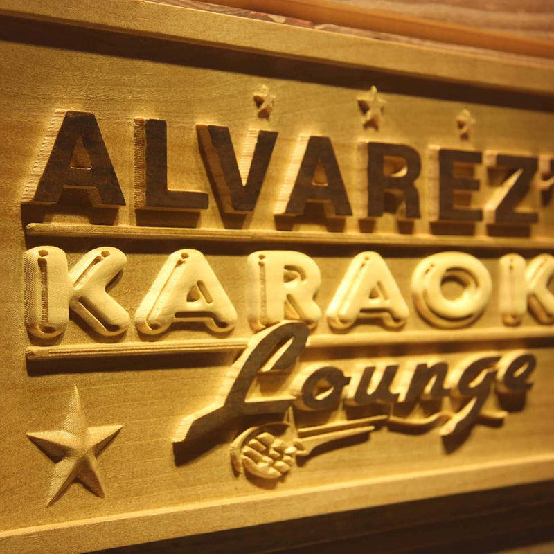 Personalized Karaoke Lounge Custom Wood Sign 3D Engraved Wall Plaque - LED Gift Works
