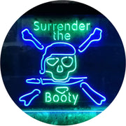 Pirate Skull Surrender The Booty LED Light Sign - LED Gift Works