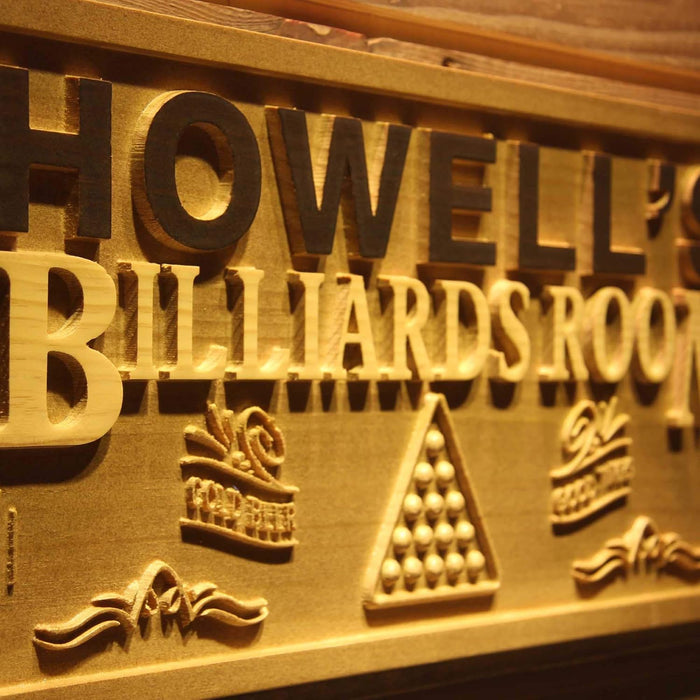 Personalized Pool Billiards Room Custom Wood Sign 3D Engraved Wall Plaque - Way Up Gifts