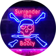 Pirate Skull Surrender The Booty LED Light Sign - LED Gift Works