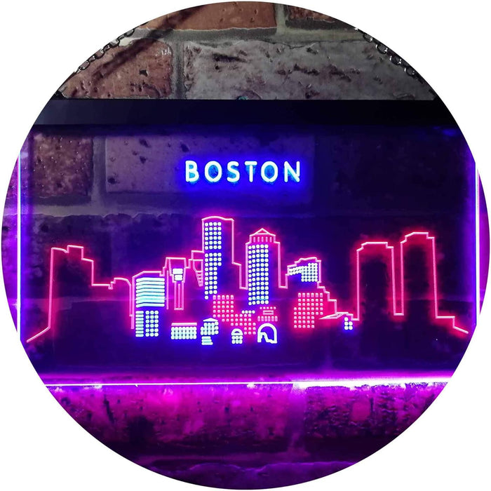 Boston City Skyline LED Light Sign - Way Up Gifts