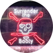 Pirate Skull Surrender The Booty LED Light Sign - LED Gift Works