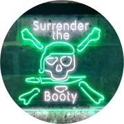 Pirate Skull Surrender The Booty LED Light Sign - LED Gift Works