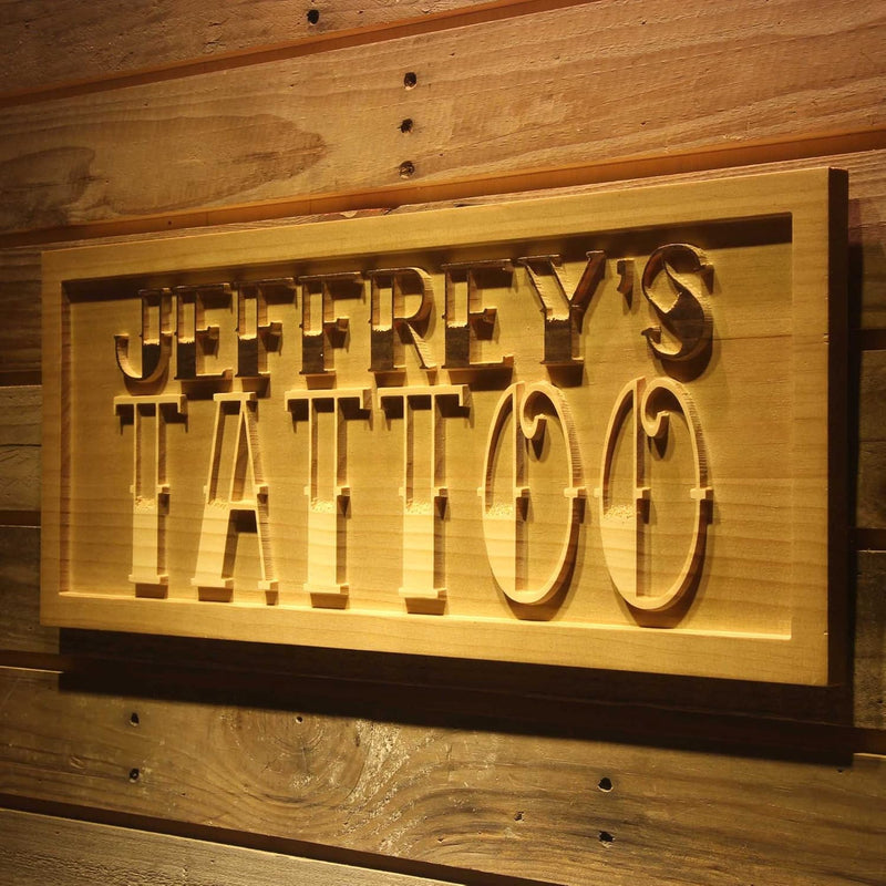 Personalized Tattoo Custom Wood Sign 3D Engraved Wall Plaque - LED Gift Works