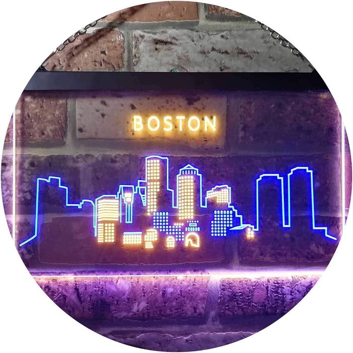 Boston City Skyline LED Light Sign - Way Up Gifts