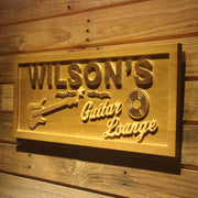 Personalized Guitar Lounge Custom Wood Sign 3D Engraved Wall Plaque - LED Gift Works