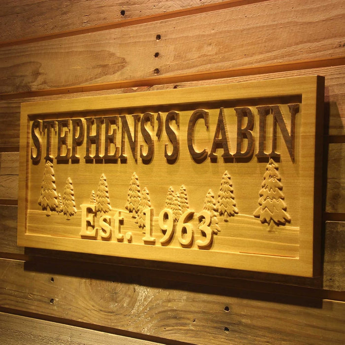 Personalized Cabin Custom Wood Sign 3D Engraved Wall Plaque - Way Up Gifts