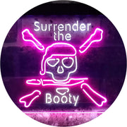 Pirate Skull Surrender The Booty LED Light Sign - LED Gift Works