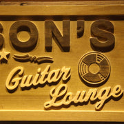 Personalized Guitar Lounge Custom Wood Sign 3D Engraved Wall Plaque - LED Gift Works