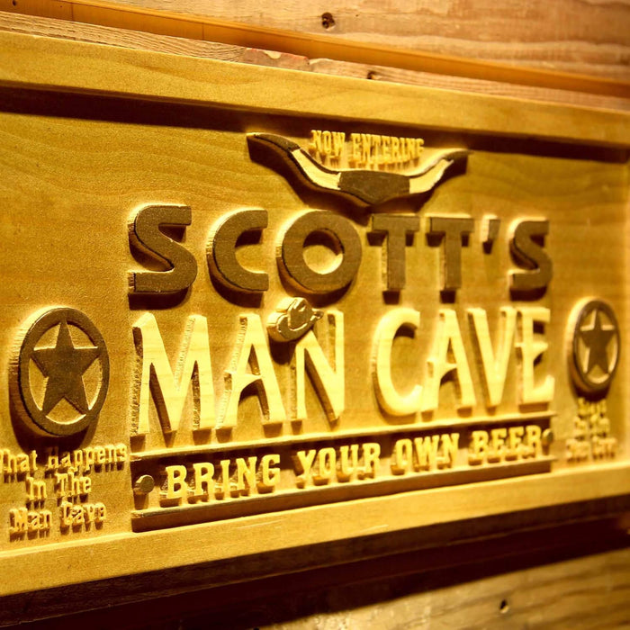 Personalized Man Cave Custom Wood Sign 3D Engraved Wall Plaque - Way Up Gifts
