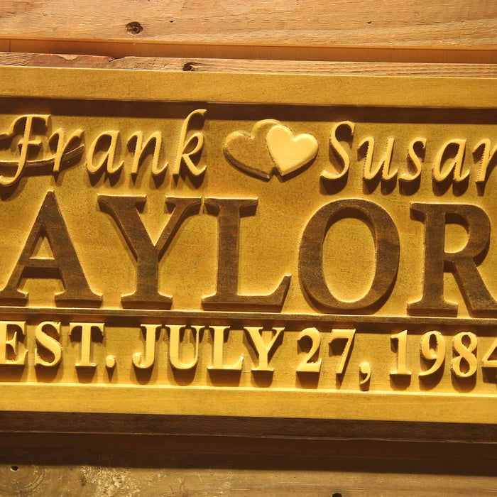 Personalized Custom Wedding Couples Name Anniversary Custom Wood Sign 3D Engraved Wall Plaque - Way Up Gifts