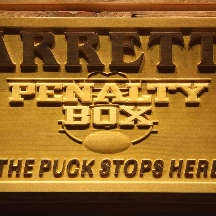 Personalized Hockey Man Cave Penalty Box Custom Wood Sign 3D Engraved Wall Plaque - Way Up Gifts