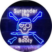 Pirate Skull Surrender The Booty LED Light Sign - LED Gift Works