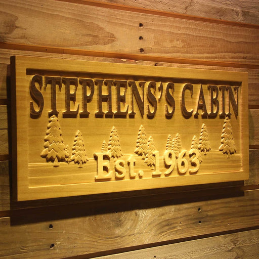 Personalized Cabin Custom Wood Sign 3D Engraved Wall Plaque - LED Gift Works