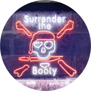 Pirate Skull Surrender The Booty LED Light Sign - LED Gift Works