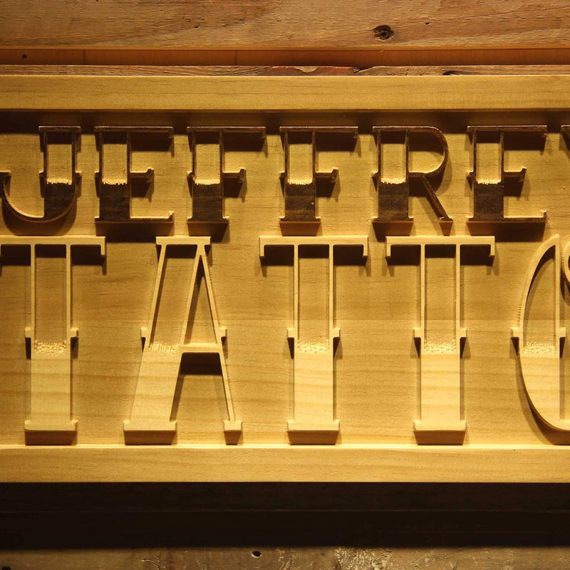 Personalized Tattoo Custom Wood Sign 3D Engraved Wall Plaque - LED Gift Works