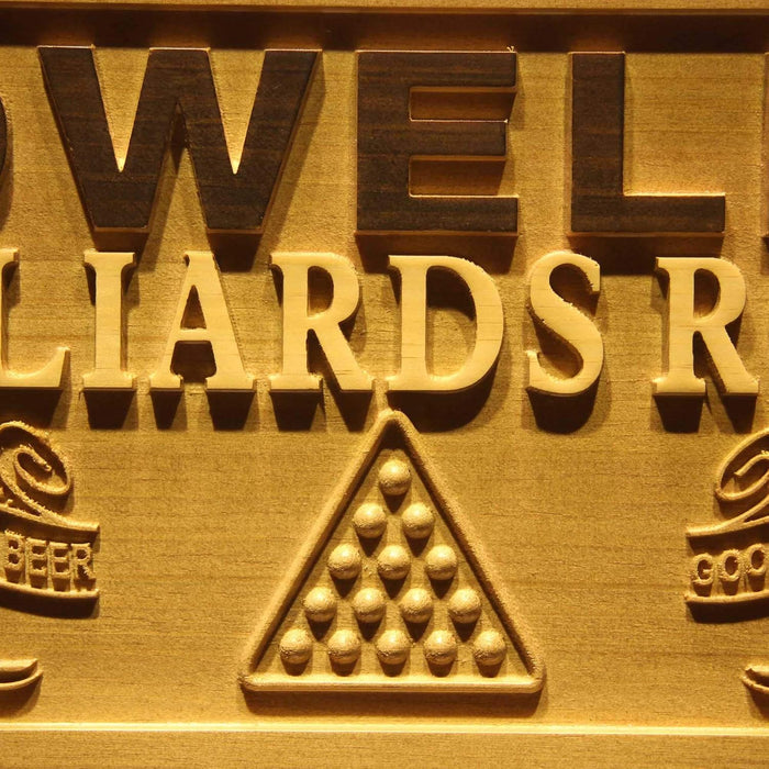 Personalized Pool Billiards Room Custom Wood Sign 3D Engraved Wall Plaque - Way Up Gifts