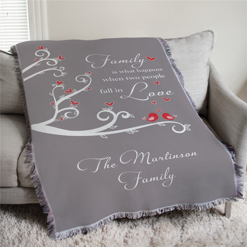 Personalized Family Afghan Throw - Personalized Family Gift Blanket - LED Gift Works