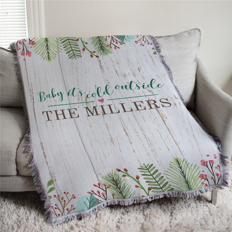 Personalized Baby It's Cold Outside Throw - Winter Blanket - LED Gift Works