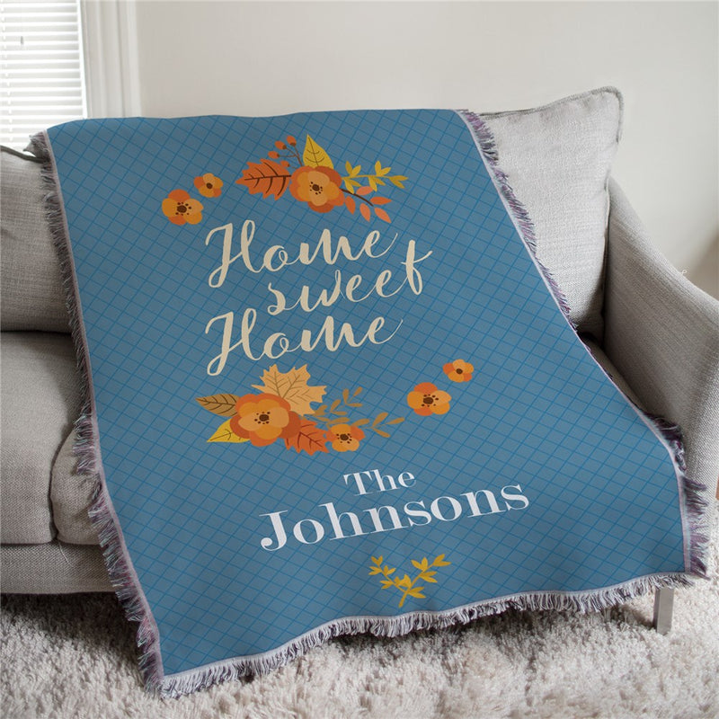 Personalized Home Sweet Home Afghan Throw - Cozy Family Home Afghan Blanket - LED Gift Works